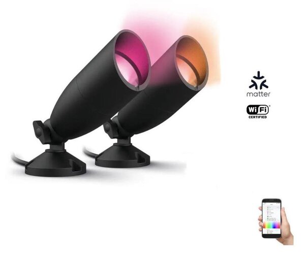 WiZ -SADA 2x LED RGBW Stmievateľné vonkajšie svietidlo SPOT LED/10W/230V IP65 Wi-Fi