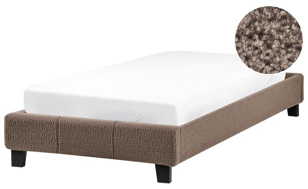 Posteľ čalúnená sivobéžová buklé 90 x 200 cm rám postele s roštom bez čela spálňa moderný minimalistický štýl