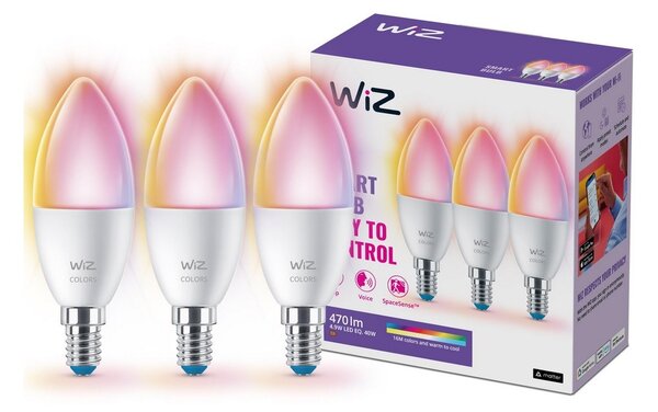 SADA 3xLED RGBW Stmievateľná žiarovka C37 E14/4,9W/230V 2200-6500K CRI90 Wi-Fi-WiZ