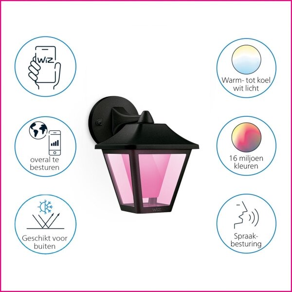 WiZ - LED RGBW Stmievateľné vonkajšie nástenné svietidlo LED/9,5W/230V IP44 Wi-Fi