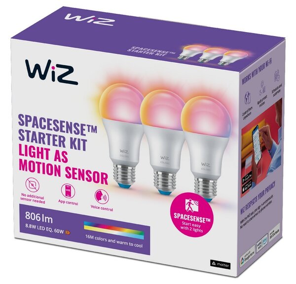 SADA 3x LED RGBW Stmievateľná žiarovka A60 E27/8,8W/230V 2200-6500K Wi-Fi - WiZ