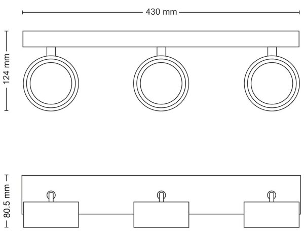 Philips - LED Bodové svietidlo BRACIA 3xLED/5,5W/230V čierna