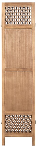 Paraván svetlohnedý drevo Paulownie MDF 4 panely skladací predel obývacia izba spálňa tradičný moderný dizajn