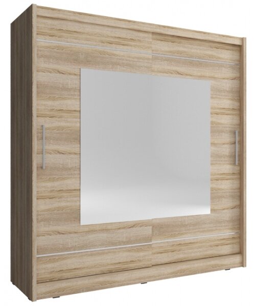 Šatníková skriňa so zrkadlom 180 cm MARVAN 9 - dub sonoma