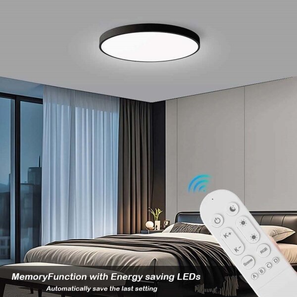Immax NEO 07314L-LED stmievateľné stropné svietidlo SEMPLICI 128W/230V pr. 100 cm Wi-Fi Tuya čierne + diaľkové ovládanie