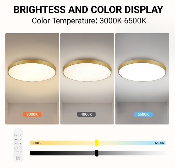 Immax NEO 07311L-LED Stmievateľné stropné svietidlo SEMPLICI 96W/230V priemer 80 cm Wi-Fi Tuya zlaté + diaľkové ovládanie