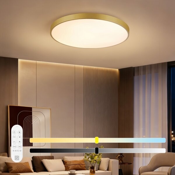 Immax NEO 07311L-LED Stmievateľné stropné svietidlo SEMPLICI 96W/230V priemer 80 cm Wi-Fi Tuya zlaté + diaľkové ovládanie