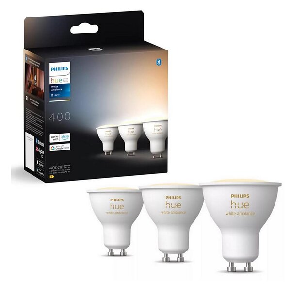 SADA 3x LED Stmievateľná žiarovka Philips Hue WHITE AMB. GU10/4,2W/230V 2200-6500K