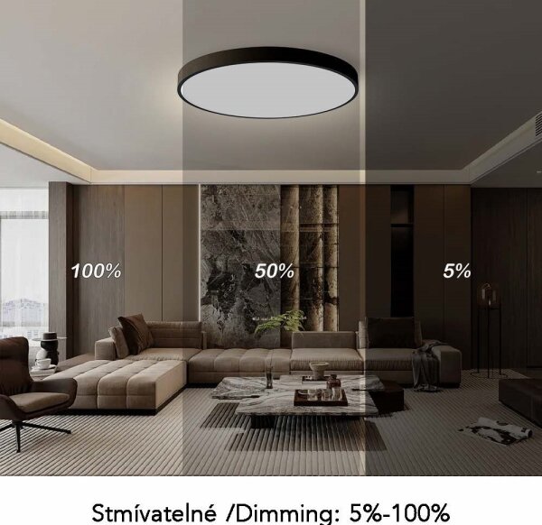 Immax NEO 07314L-LED stmievateľné stropné svietidlo SEMPLICI 128W/230V pr. 100 cm Wi-Fi Tuya čierne + diaľkové ovládanie