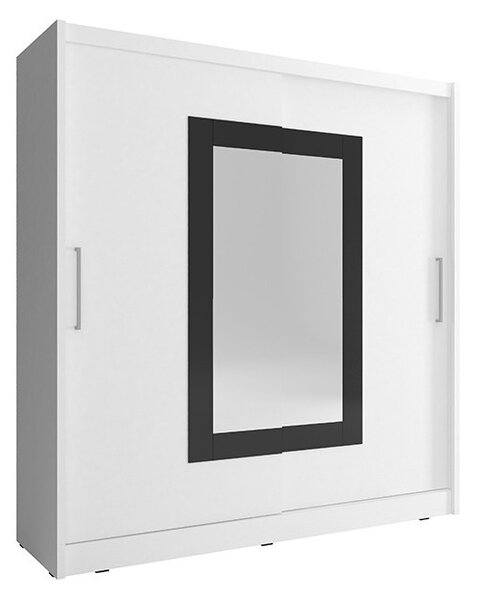 Šatníková skriňa so zrkadlom 180 cm WESTON - biela