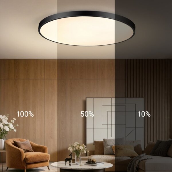Immax NEO 07314L-LED stmievateľné stropné svietidlo SEMPLICI 128W/230V pr. 100 cm Wi-Fi Tuya čierne + diaľkové ovládanie
