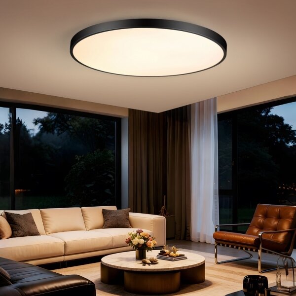 Immax NEO 07314L-LED stmievateľné stropné svietidlo SEMPLICI 128W/230V pr. 100 cm Wi-Fi Tuya čierne + diaľkové ovládanie