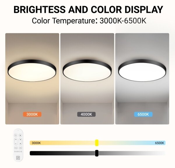 Immax NEO 07314L-LED stmievateľné stropné svietidlo SEMPLICI 128W/230V pr. 100 cm Wi-Fi Tuya čierne + diaľkové ovládanie