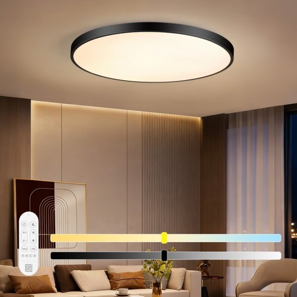 Immax NEO 07314L-LED stmievateľné stropné svietidlo SEMPLICI 128W/230V pr. 100 cm Wi-Fi Tuya čierne + diaľkové ovládanie