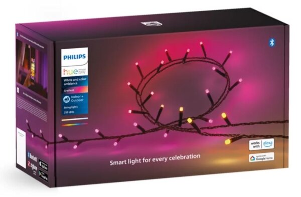 Philips-LED RGBW Stmievateľná vonkajšia reťaz HUE WACA 250xLED 24,4 m IP54