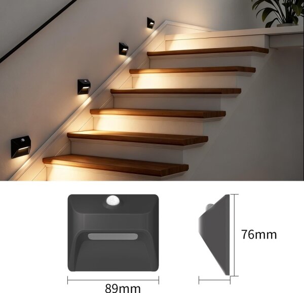Immax 08307L - LED nabíjateľné schodové svietidlo so senzorom STEP LIGHT 0,3 W/3,7 V 2200 mAh IP53 čierne