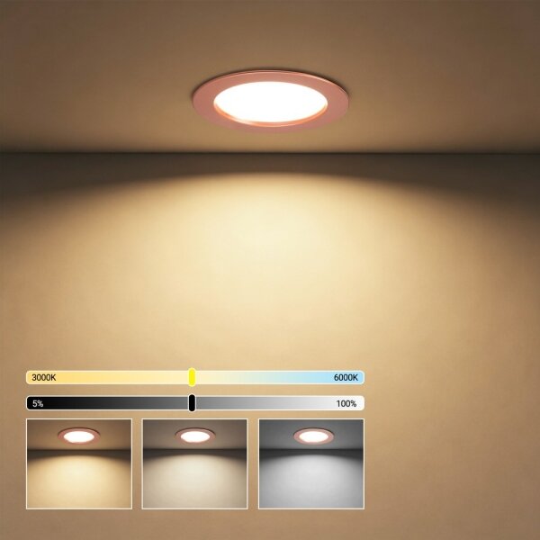 Immax NEO 07330L - LED stmievateľné podhľadové svietidlo DOWN LED/12W/230V Wi-Fi Tuya, priemer 12 cm, ružové zlato