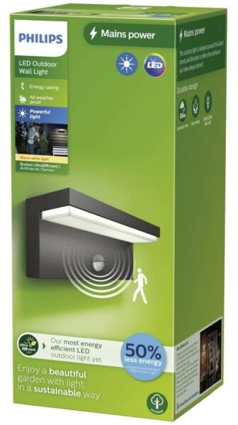 Philips - LED Vonkajšie nástenné svietidlo so senzorom BUSTAN LED/3,8W/230V IP44