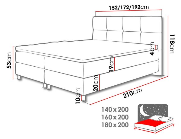 Boxspringová posteľ 180x200 CAMRIN - béžová + topper ZDARMA