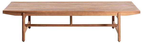 Záhradná lavica svetlé akáciové drevo 210 x 84 cm s vankúšmi krémová biela moderný rustikálny štýl exteriér terasa balkón