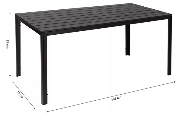 ModernHome Záhradný stôl 156 x 78 cm - Čierny