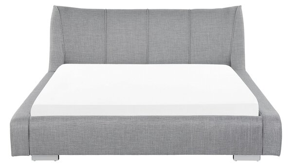 Vodná posteľ sivá látkové čalúnenie 160 x 200 cm s roštom prešívané čelo redukcia vĺn moderný štýl spálňa
