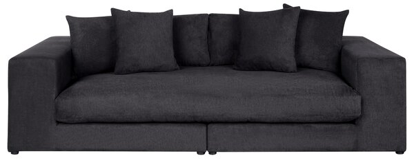 Pohovka látková polyesterová čierna 240 cm x 120 cm x 61 cm 3-miestna čalúnená s vankúšmi obývacia izba moderná