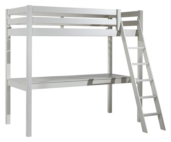 Biela vyvýšená detská posteľ z borovicového dreva 90x200 cm PINO – Vipack