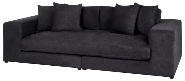 Pohovka látková polyesterová čierna 240 cm x 120 cm x 61 cm 3-miestna čalúnená s vankúšmi obývacia izba moderná
