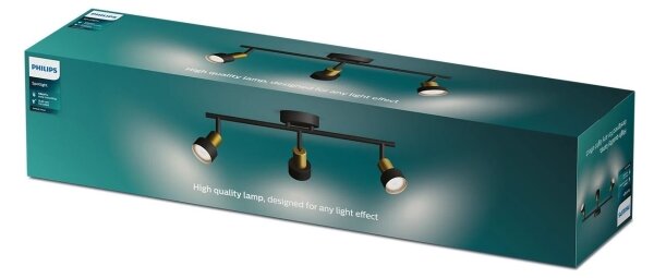 Philips - Bodové svietidlo CONDUIT 3xGU10/5W/230V čierna/mosadz
