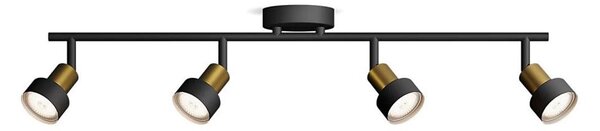 Philips - Bodové svietidlo CONDUIT 4xGU10/5W/230V čierna/mosadz
