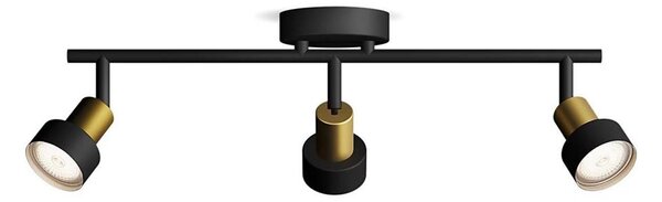 Philips - Bodové svietidlo CONDUIT 3xGU10/5W/230V čierna/mosadz