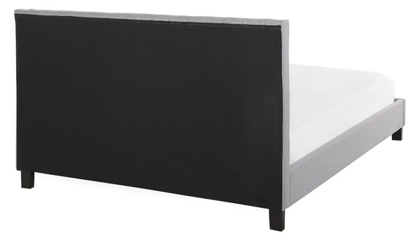 Posteľ svetlosivá polyester 140 x 200 cm prešívané čalúnenie lamelový rošt vysoké čelo moderný štýl spálňa
