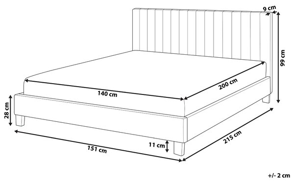 Posteľ svetlosivá polyester 140 x 200 cm prešívané čalúnenie lamelový rošt vysoké čelo moderný štýl spálňa