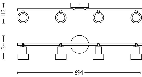Philips - Bodové svietidlo CONDUIT 4xGU10/5W/230V čierna/mosadz