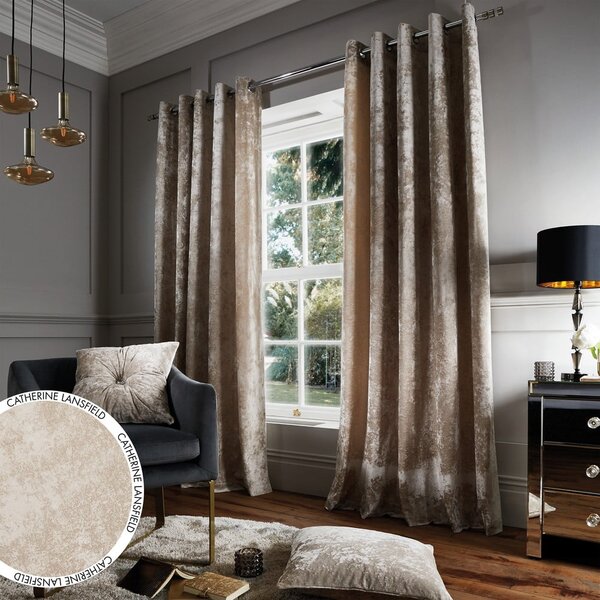 Béžové závesy v súprave 2 ks 168x229 cm Crushed Velvet – Catherine Lansfield