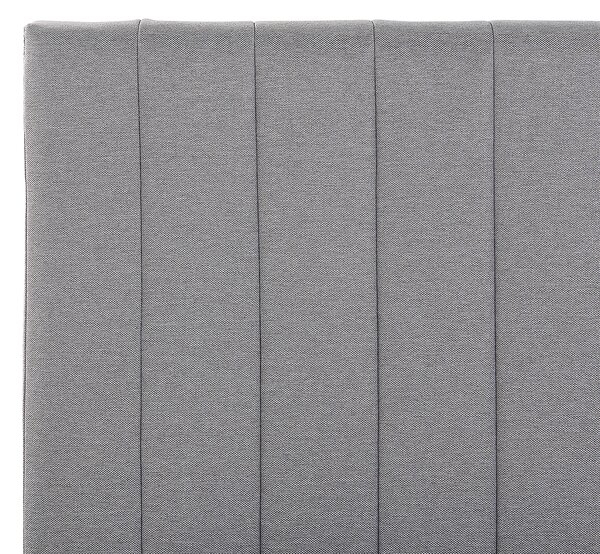 Posteľ svetlosivá polyester 140 x 200 cm prešívané čalúnenie lamelový rošt vysoké čelo moderný štýl spálňa