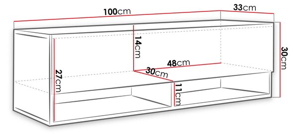 Televízny stolík s LED RGB osvetlením 100 cm WILLA A - dub wotan