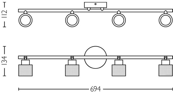 Philips - Bodové svietidlo NIALL 4xGU10/5W/230V čierna/mosadz
