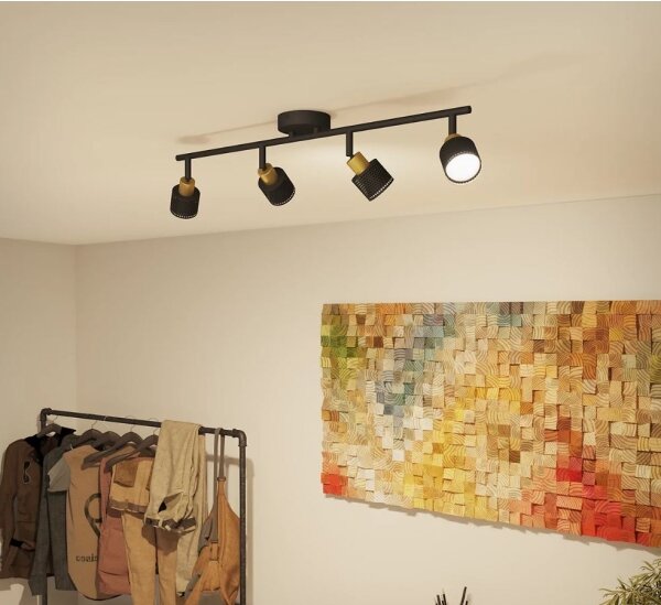 Philips - Bodové svietidlo NIALL 4xGU10/5W/230V čierna/mosadz