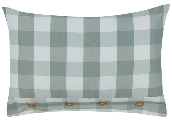 Sada 2 dekoratívnych vankúšov mätová zelená tkanina 40 x 60 cm károvaný vzor štýl chaty textil doplnky