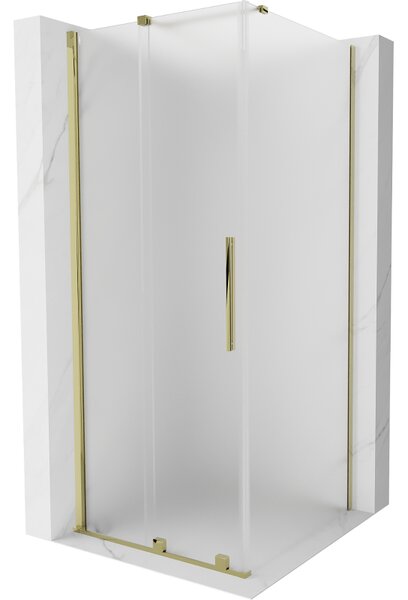 Mexen Velar, sprchový kút s posuvnými dverami 110 x 110 cm, 8mm sklo námraza, zlatá lesklá, 871-110-110-31-50