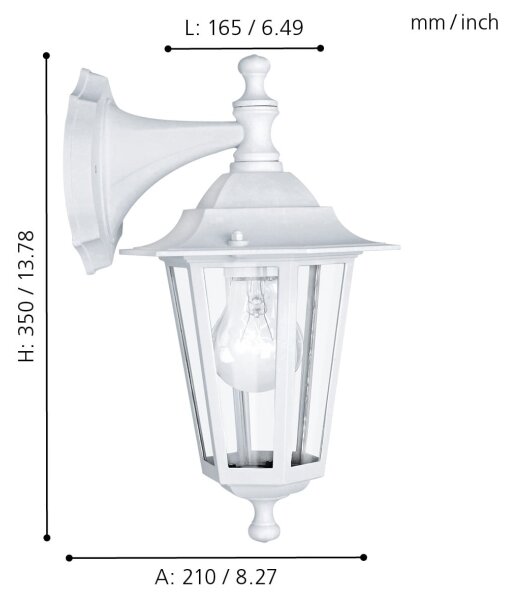 EGLO 22462 - Vonkajšie nástenné svietidlo LATERNA 5 1xE27/60W/230V IP44 biela