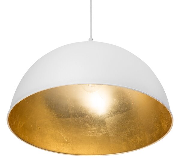 Závesná lampa matná biela polkruhové tienidlo na 1 žiarovku industriálne moderné svietidlo