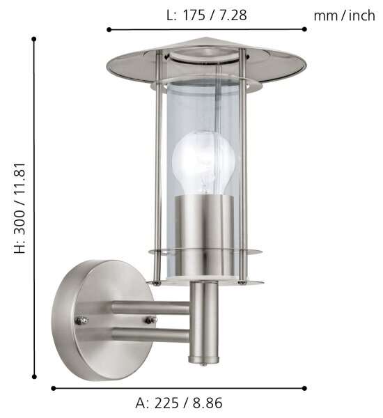 Eglo 30184 - Exteriérová lampa LISIO 1xE27/60W/230V