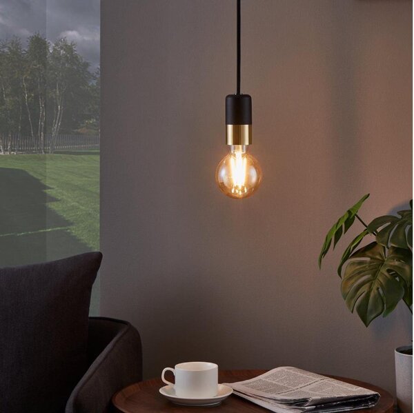 Eglo 31075 - Luster na lanku CALARI 1xE27/40W/230V čierna/zlatá