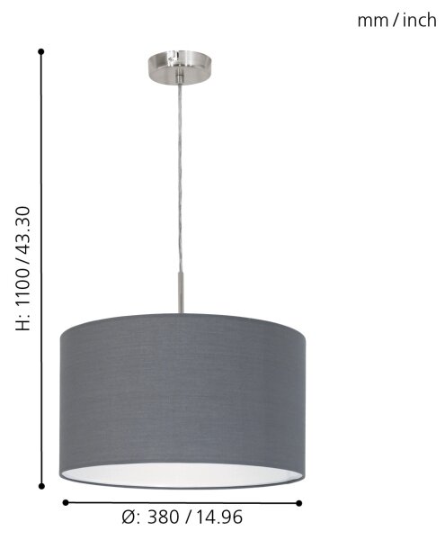 Eglo 31573 - Luster na lanku PASTERI 1xE27/60W/230V