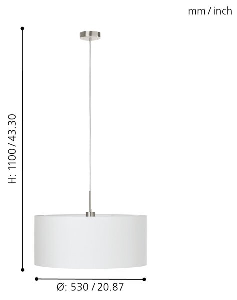 Eglo 31575 - Luster na lanku PASTERI 1xE27/60W/230V