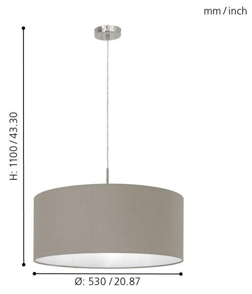 Eglo 31576 - Luster na lanku PASTERI 1xE27/60W/230V