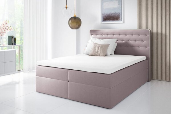 Kontinentálna posteľ 200x200 MARGITA - ružová + topper ZDARMA